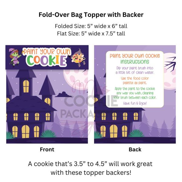 Fold-Over Topper/Backer – Haunted House Paint Your Own Cookie Instructions – Set of 25