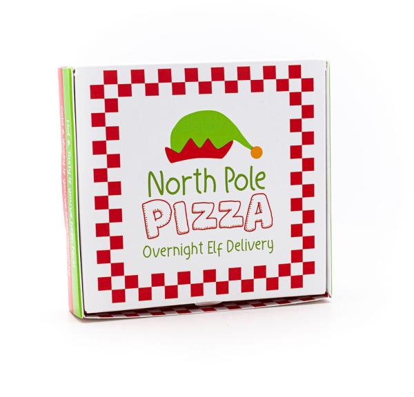 Cookie Pizza Box “North Pole Pizza” – 4″ x 4″ x 7/8″ Cookie Packaging Box - Image 5